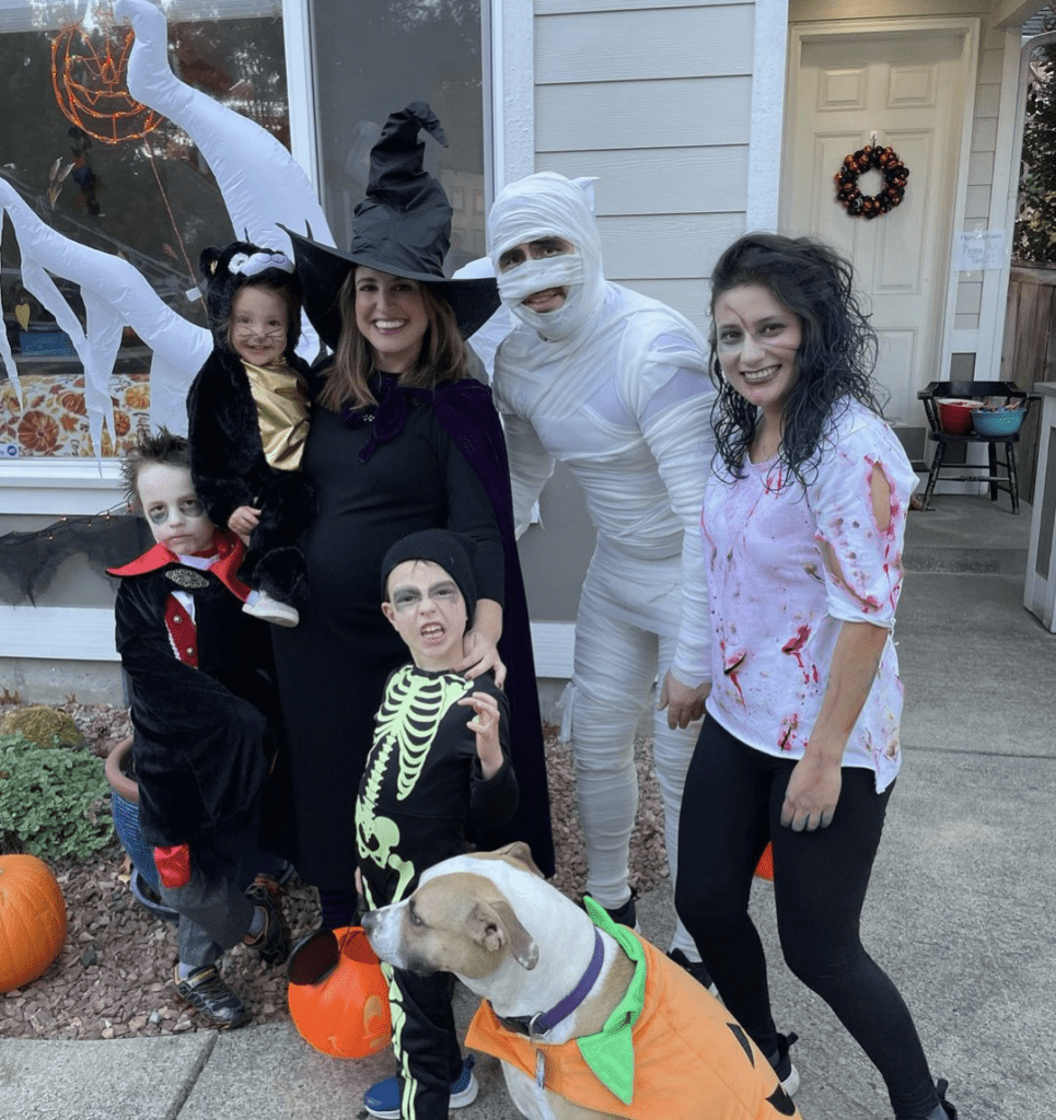 au pair with host family at halloween