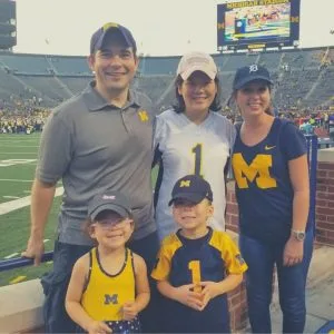Host Family and Au Pair at a University of Michigan football game