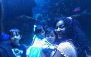 Au Pair and Host Kids at aquarium