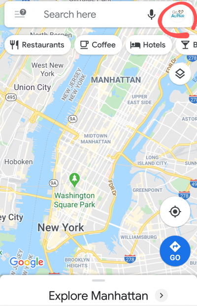 Google maps image showing where to click