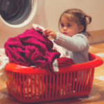 Child and laundry