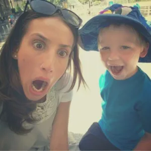 Au Pair and Host Kid making funny faces
