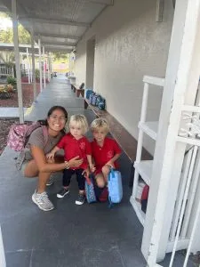 Allisson dropping her host kids off at school