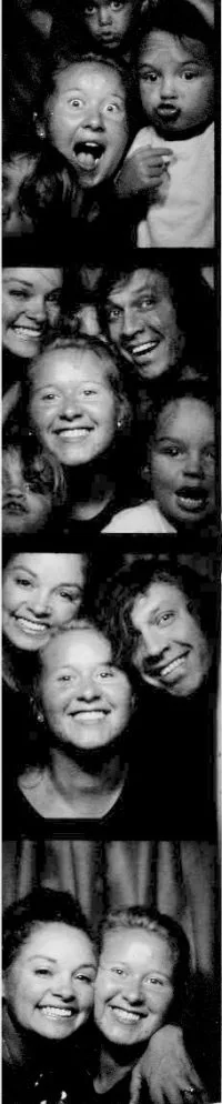 Danel and her host family photobooth