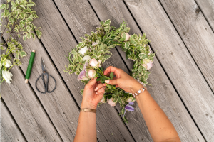 crafting a flower crown