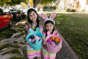 Children showing their Easter eggs