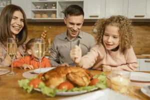 Family enjoying a Sunday roast.