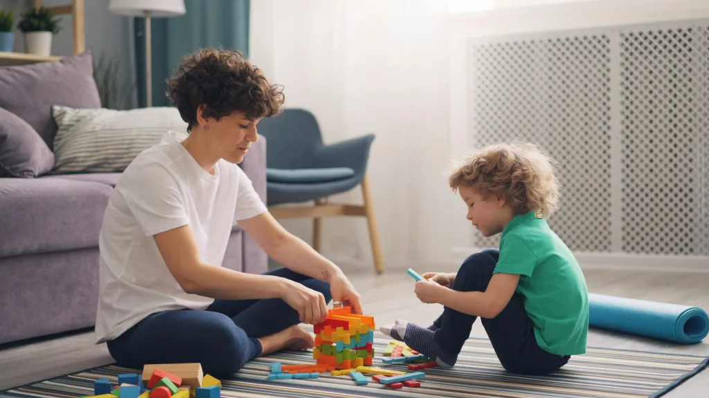 Nanny playing with child