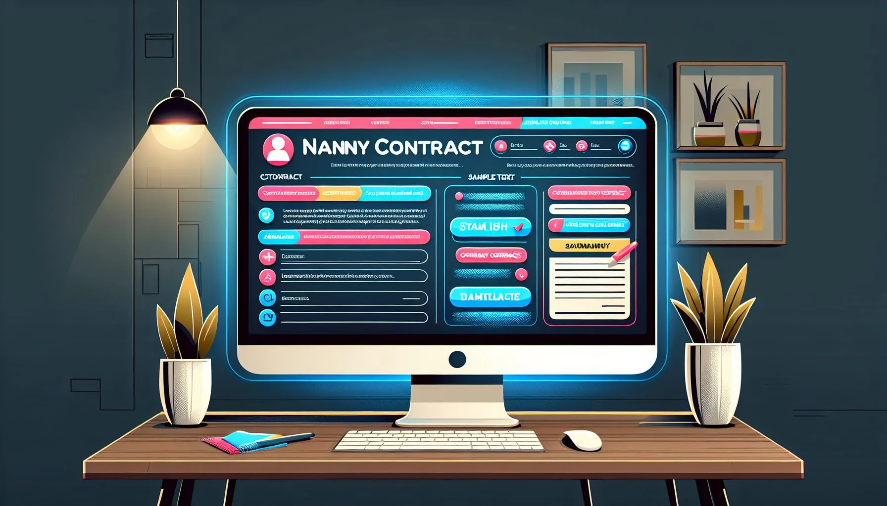 An illustration of a customizable nanny contract template.