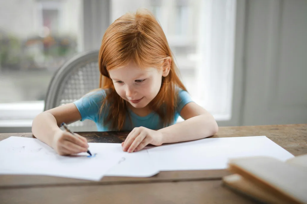 child working on homework assignments