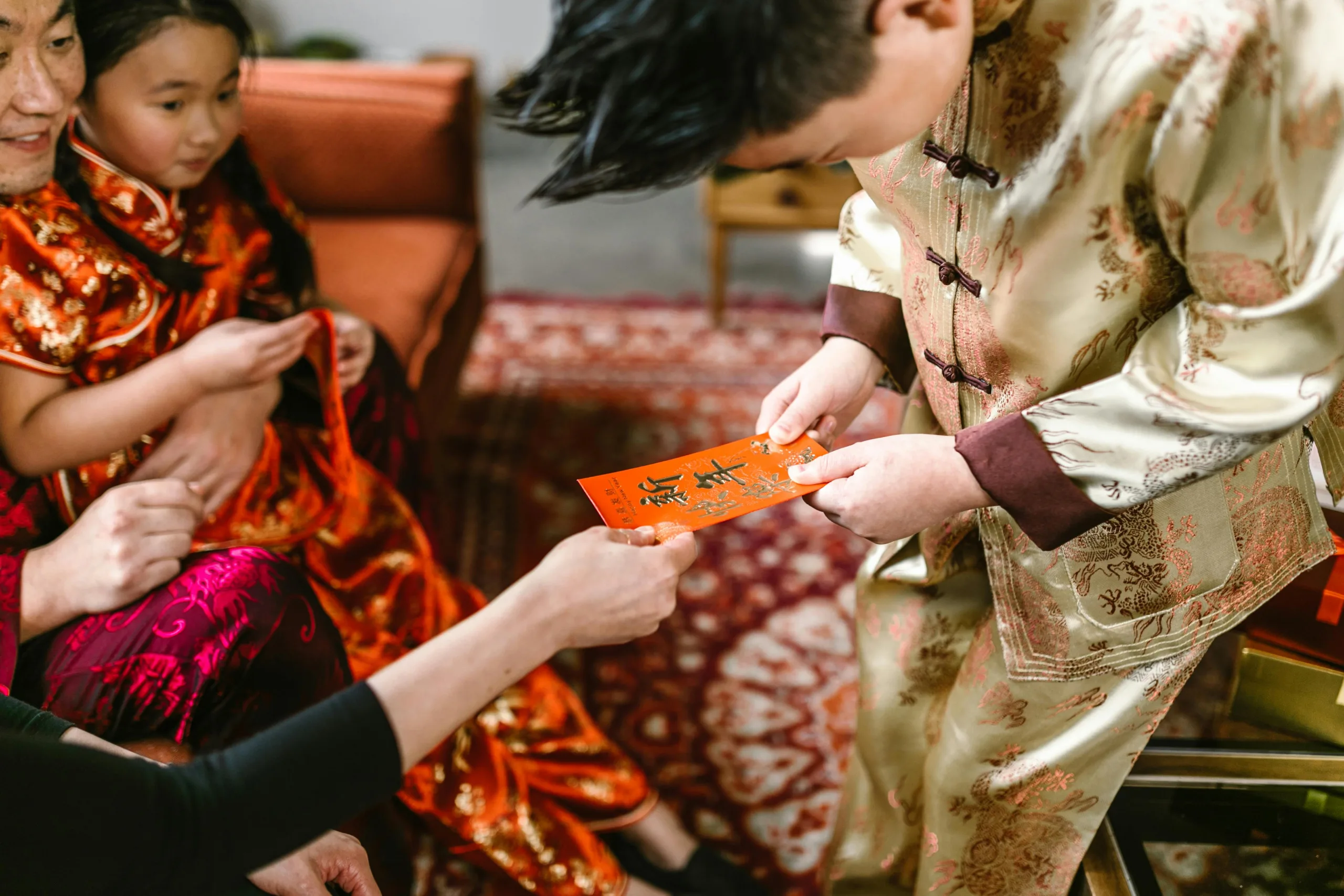 Exchanging hongbao on Chinese lunar new year