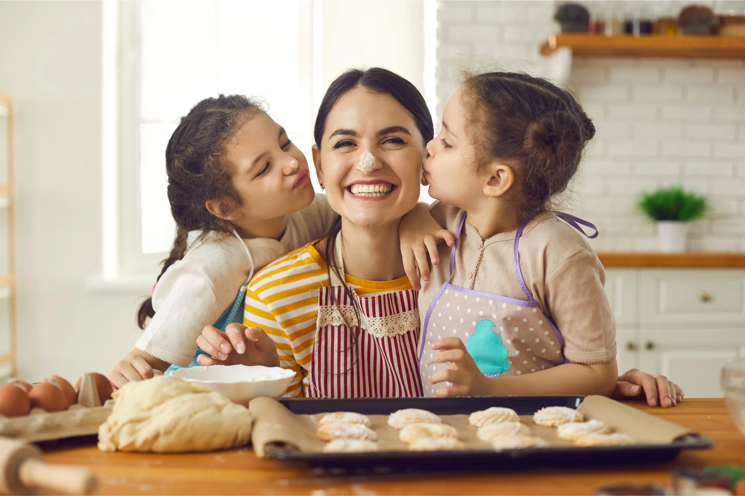 Children cooking with Au Pair