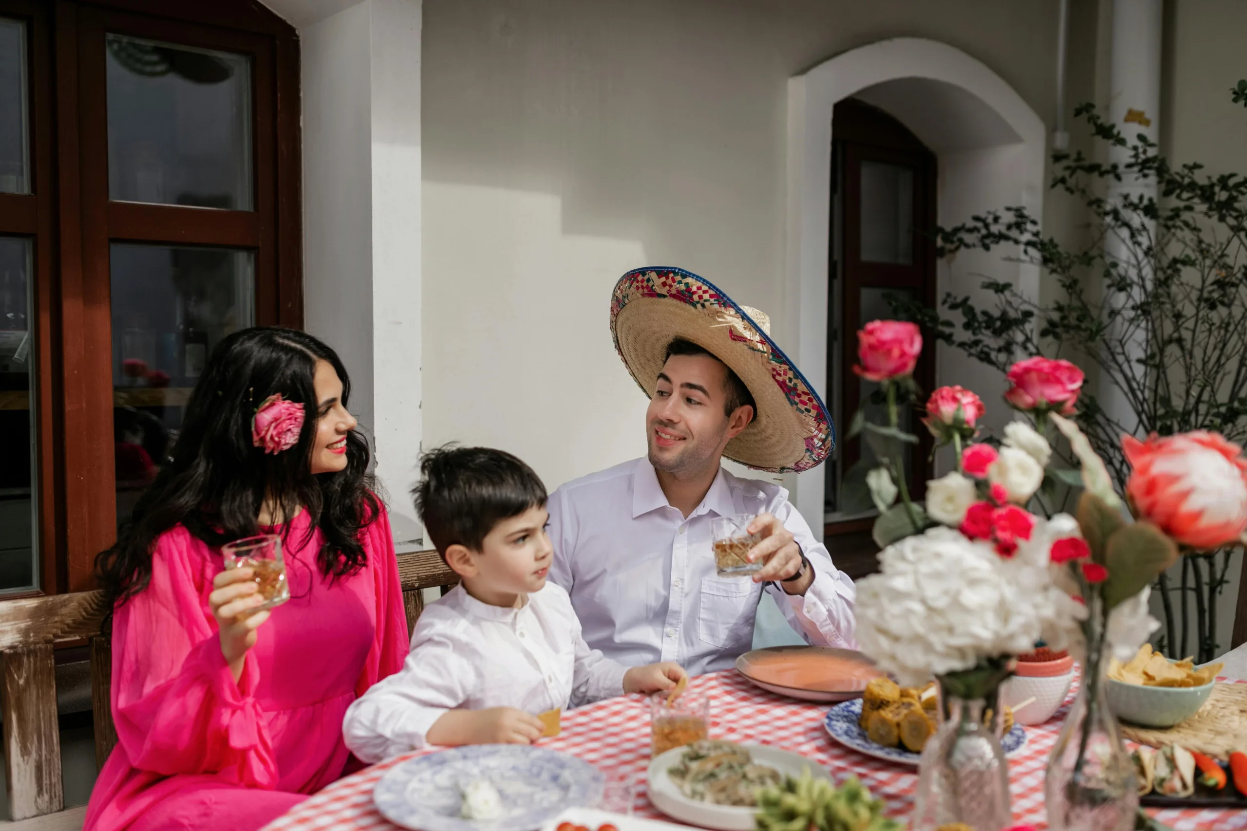 Family celebrating Mother's day